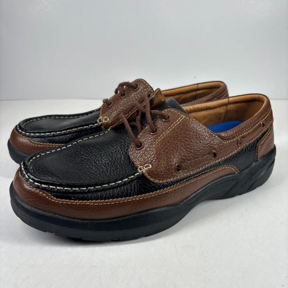Dr. Comfort Patrick Men's US 11.5W Brown/Black Leather Diabetic Boat Shoes 8560